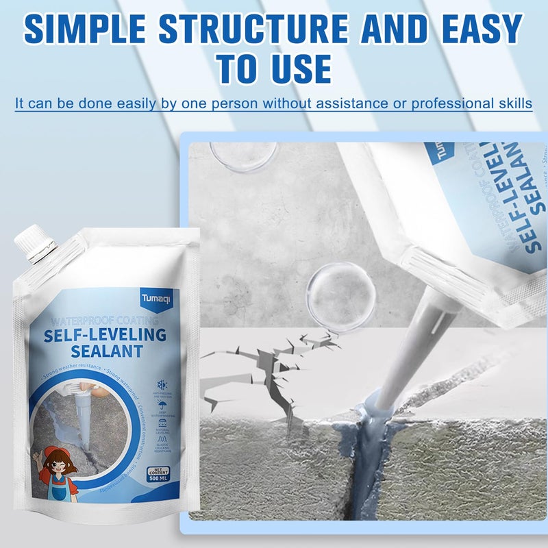 Compensai Concrete Caulking Adhesive,Self Leveling Concrete Crack Filler,Self Leveling Sealant,Heavy Duty Crack Filler for Driveway,Quick Drying Sealant for Professionals(Grey/1Pcs) - Image 5